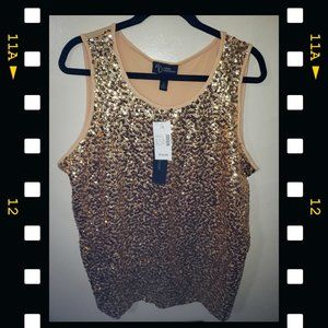 Gold Sequined Plus Sized Tank